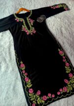 Heer Rose Chikankari Modal Long Kurti – Black - Image 4