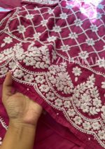 6D Chikankari Short Kurta Gharara Set- Fuchsia Pink - Image 4