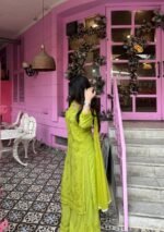 Palak Modal Chikankari 3PC Long Kurta Set-Fern Green - Image 12