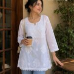 Hans White Cotton Chikankari Lace Short Kurti