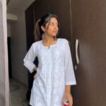 Hans White Cotton Chikankari Front Slit Short Kurti