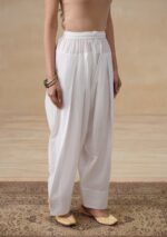 Cotton Solid Women's Farshi Shalwar-White - Image 4