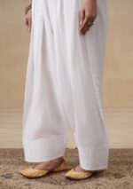 Cotton Solid Women's Farshi Shalwar-White - Image 2