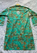 Floral Mulmul Chikankari Short Kurti 2Pc Co-ord Set- Green - Image 4