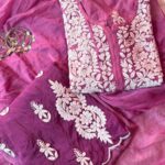 Rose Premium Crepe 3PC Long Kurta Set with Scalloped Border