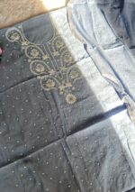 Exclusive Mal Chanderi Silk Chikankari Unstitched Fabric - Baby Blue - Image 5