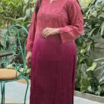 Nazia Viscose Chikankari Ombre 2PC Long Kurta Set