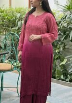 Nazia Viscose Chikankari Ombre 2PC Long Kurta Set