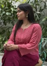Nazia Viscose Chikankari Ombre 2PC Long Kurta Set - Image 5