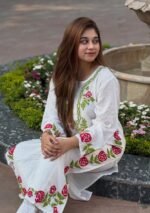 Heer Rose Chikankari Modal Long Kurti – White - Image 2