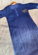 Inayat Viscose Resham Jaal Chikankari Ombre 3PC Long Kurta Set - Image 2