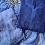 Inayat Viscose Resham Jaal Chikankari Ombre 3PC Long Kurta Set