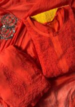 Inayat Viscose Resham Jaal Chikankari Ombre 3PC Long Kurta Set - Image 5