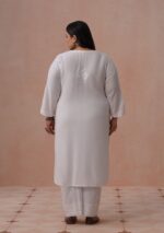 Plus Size Rayon Chikankari Long Kurta 2PC Set - Image 3