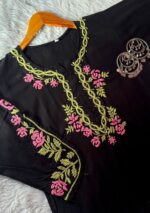 Heer Rose Chikankari Modal Long Kurti – Black - Image 3