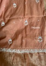 Exclusive Mal Chanderi Silk Chikankari Unstitched Fabric- Cameral Brown - Image 4