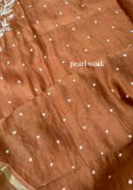 Exclusive Mal Chanderi Silk Chikankari Unstitched Fabric- Cameral Brown - Image 3