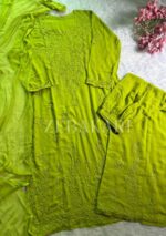 Palak Modal Chikankari 3PC Long Kurta Set-Fern Green - Image 5