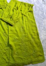 Palak Modal Chikankari 3PC Long Kurta Set-Fern Green - Image 8