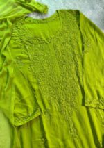 Palak Modal Chikankari 3PC Long Kurta Set-Fern Green - Image 4