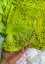 Palak Modal Chikankari 3PC Long Kurta Set-Fern Green - Image 6