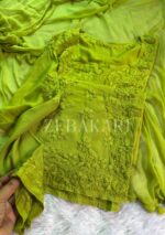 Palak Modal Chikankari 3PC Long Kurta Set-Fern Green - Image 3