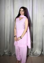 Farshi Shalwar Modal Chikankari 3pc Suit- Baby Pink - Image 8