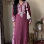 Elira Rayon Chikankari Long Kurti- Mauve