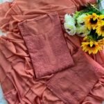 Sahiba Chanderi Chikankari 3PC Long Kurti Set with Dupatta- Pastel Shades