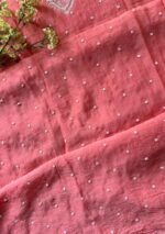 Exclusive Mal Chanderi Silk Chikankari Unstitched Fabric - Gajari Pink - Image 5