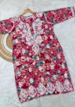 Aditi Mulmul Floral Chikankari Plus Size Long Kurta - Image 2