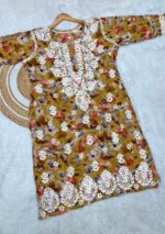 Aditi Mulmul Floral Chikankari Plus Size Long Kurta - Image 4