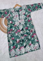 Aditi Mulmul Floral Chikankari Plus Size Long Kurta