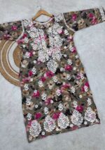 Aditi Mulmul Floral Chikankari Plus Size Long Kurta - Image 3