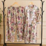 Floral Mulmul Chikankari Long Kurti 2Pc Set