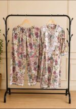 Floral Mulmul Chikankari Long Kurti 2Pc Set