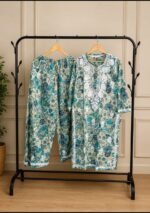 Floral Mulmul Chikankari Long Kurti 2Pc Set - Image 2