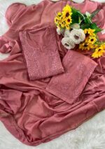 Sahiba Mul Cotton Chikankari 3PC Long Kurti Set with Dupatta