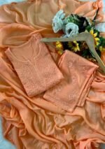 Sahiba Mul Cotton Chikankari 3PC Long Kurti Set with Dupatta - Image 9