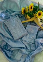 Sahiba Mul Cotton Chikankari 3PC Long Kurti Set with Dupatta - Image 7