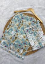 Floral Mulmul Chikankari Long Kurti 2Pc Set - Image 4