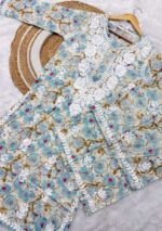 Floral Mulmul Chikankari Long Kurti 2Pc Set - Image 2