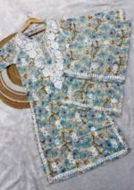 Floral Mulmul Chikankari Long Kurti 2Pc Set - Image 3