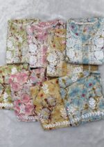 Floral Mulmul Chikankari Long Kurti 2Pc Set