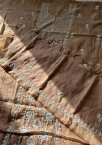 Exclusive Mal Chanderi Silk Chikankari Unstitched Fabric - Caramel Brown - Image 3
