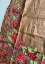 Women's Kashmiri Aari Embroidered Cotton Knee-Length Kurti-Brown - Image 4