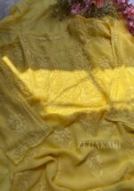 Nazia Viscose 3D Chikankari Long Kurti 3PC Set- Butter Yellow - Image 6