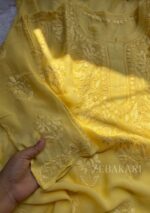 Nazia Viscose 3D Chikankari Long Kurti 3PC Set- Butter Yellow - Image 2