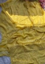 Nazia Viscose 3D Chikankari Long Kurti 3PC Set- Butter Yellow - Image 3