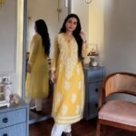 Sheer Georgette Gala-buti Chikankari Long Kurta- Yellow